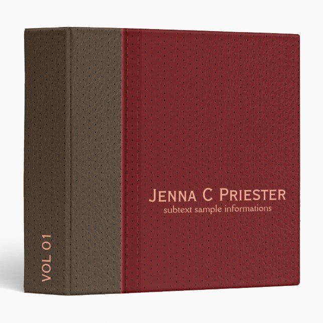 Red & Brown Stitched Leather Look Binder (Front/Spine)