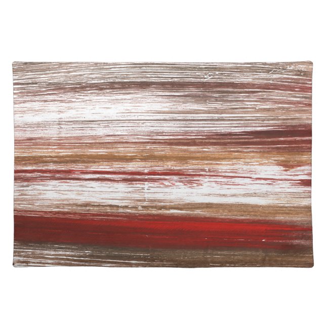 Red brown striped art cloth placemat (Front)