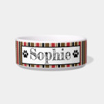 Red & Brown Stripes Personalized Dog Cat Pet  Bowl<br><div class="desc">These Pet products encompass a wide range of items designed to cater to the needs and well-being of pets. These products are essential for pet care,  comfort,  and enjoyment</div>