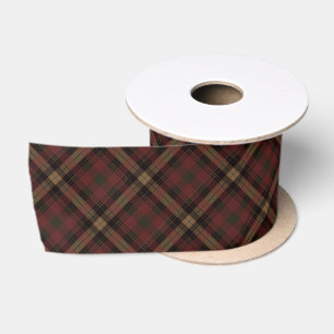 Red Brown Tartan Plaid Cottage Core Style Satin Ribbon