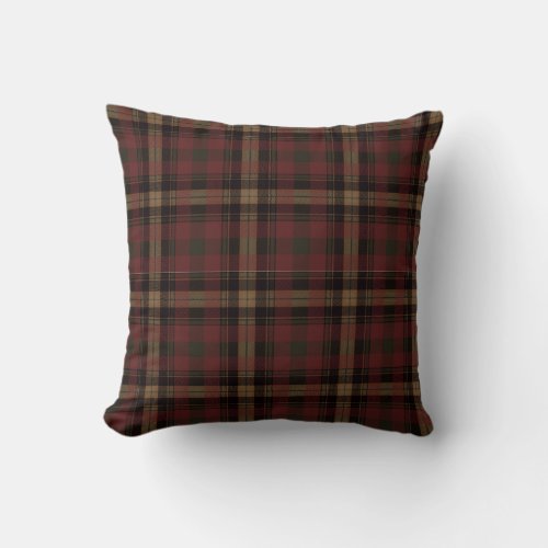 Red Brown Tartan Plaid Cottage Core Style Throw Pillow