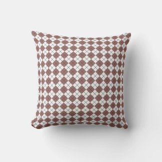 Red Brown Terracotta and White Checkered Argyle Throw Pillow