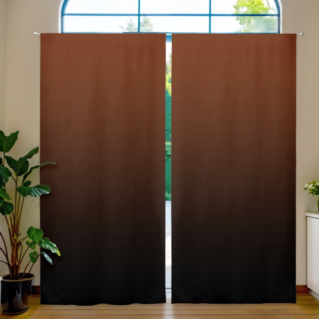 Red Brown to Black Gradient Blackout Curtains (Living Room)
