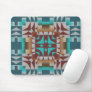 Red Brown Turquoise Teal Tribal Mosaic Art Pattern Mouse Pad