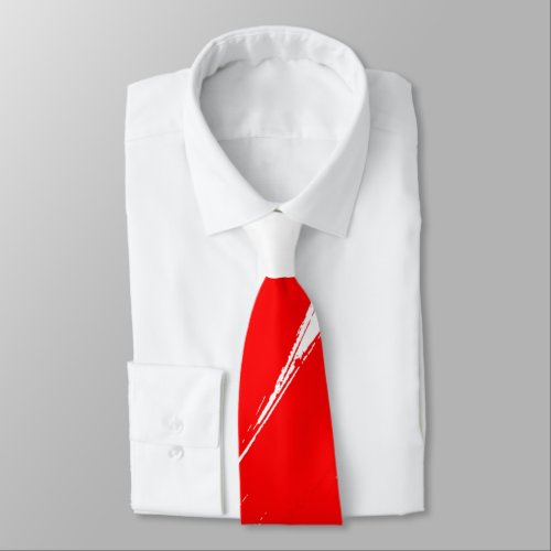Red Brush Modern White Background Neck Tie