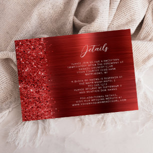 Red Brushed Metal Wedding Details Enclosure Card