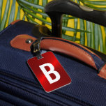 Red Brushed Metallic Monogram Initial Luggage Tag<br><div class="desc">Easily change the monogram initial on the front and name and address on the back of the Red luggage tag.</div>