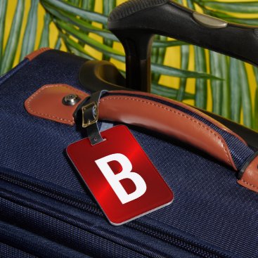Red Brushed Metallic Monogram Initial Luggage Tag