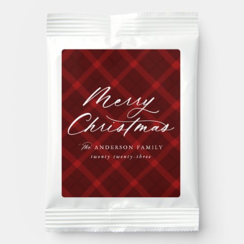 Red Brushed Plaid Merry Christmas Hot Chocolate Drink Mix