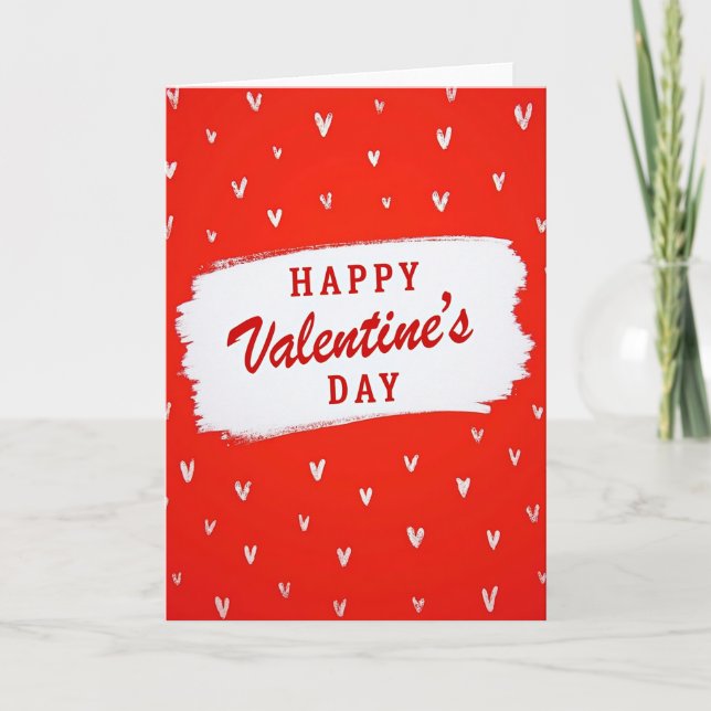 Red Brushstroke Valentines Day Love Card (Front)