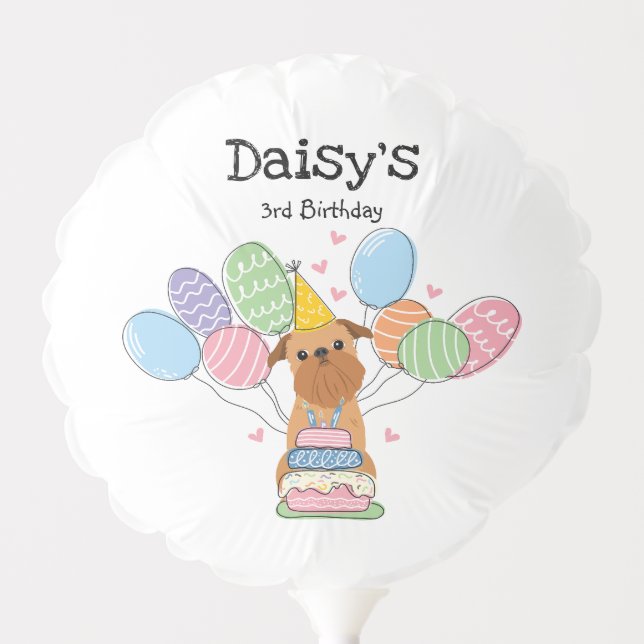 Red Brussels Griffon Birthday Party Balloon (Front)