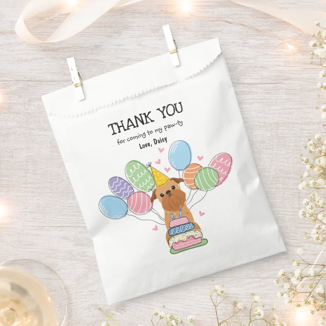 Red Brussels Griffon Birthday Party Favor Bag (Clipped)