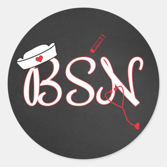 Red BSN nurse favor sticker / envelope seal (Front)