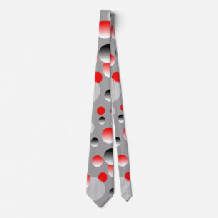RED BUBBLE GREY ABSTRACT BUBBLE PATTERN NECK TIE