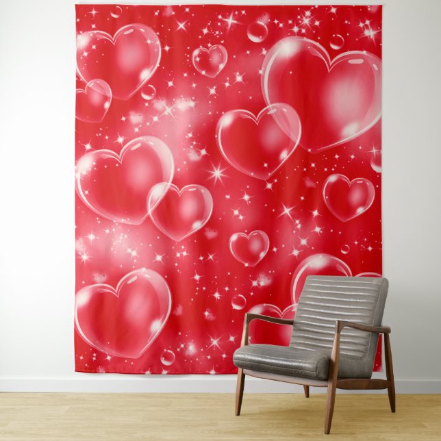 Red Bubble Hearts Cute Girly 90's Photo Backdrop (In Situ)