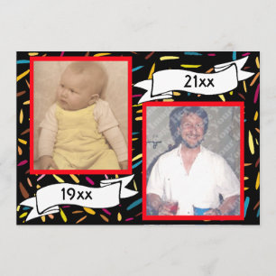 Red Bubble Letter 40th Birthday Celebration Invitation