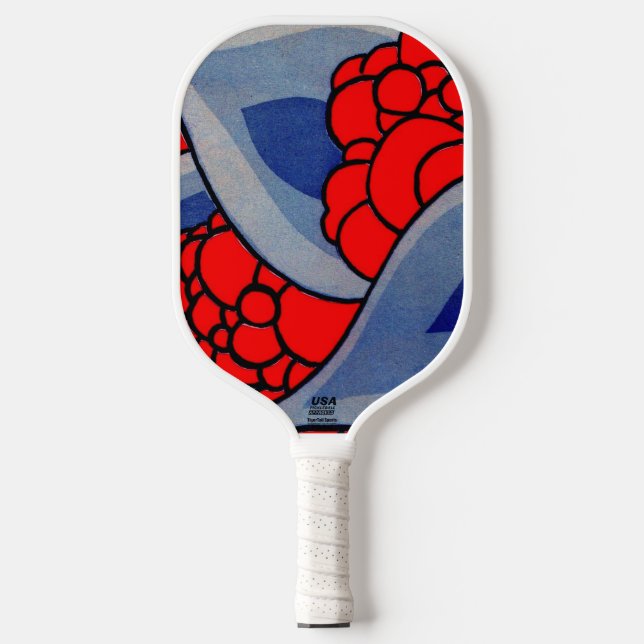 red bubbles blue swoops pickleball paddle (Front)
