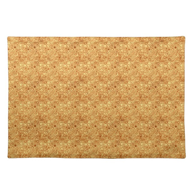 Red Bubbles on Gold Abstract Cloth Placemat (Front)