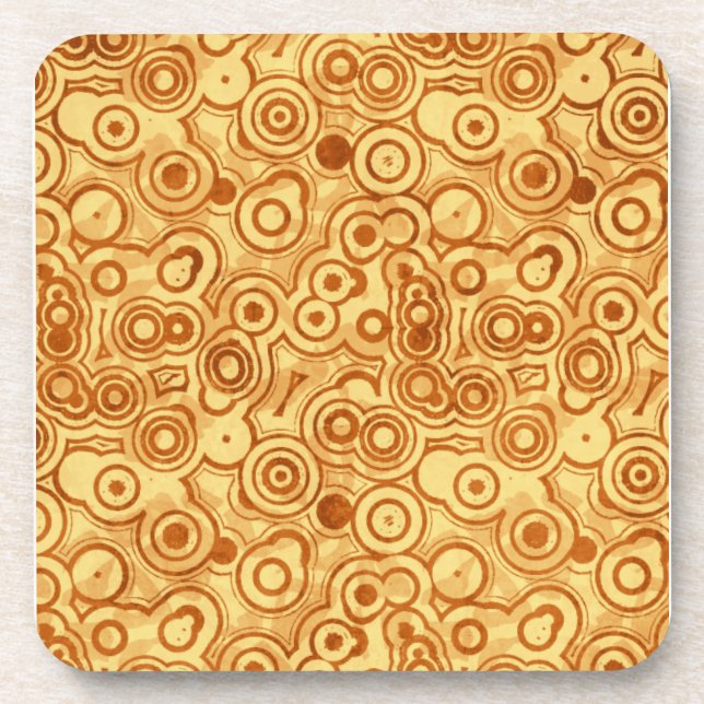 Red Bubbles on Gold Abstract Coaster (Front)