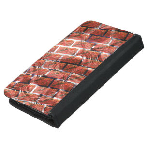 Red, bubbles on grid or brick effect? Metallic Samsung Galaxy S5 Wallet Case