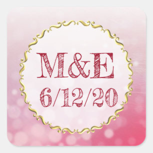 Red Bubbles Personalized Wedding Stickers