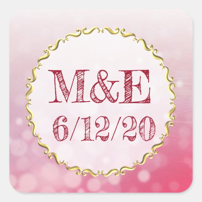 Red Bubbles Personalized Wedding Stickers (Front)