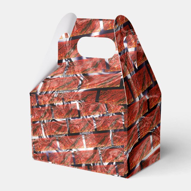 Red, bubbles upon grating or brick effect? Metalli Favor Boxes (Front Side)
