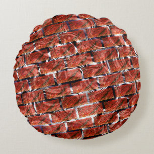 Red bubbles upon grating or brick effect? Metallic Round Pillow