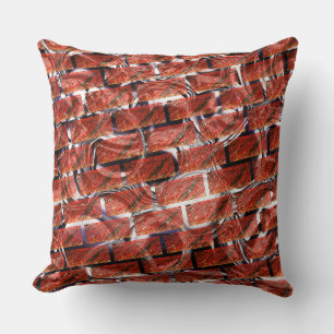 Red bubbles upon grating or brick effect? Metallic Throw Pillow