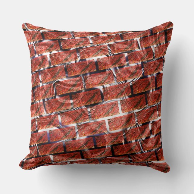 Red bubbles upon grating or brick effect? Metallic Throw Pillow (Front)