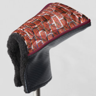 Red, bubbles upon grid or brick effect, brightness golf head cover
