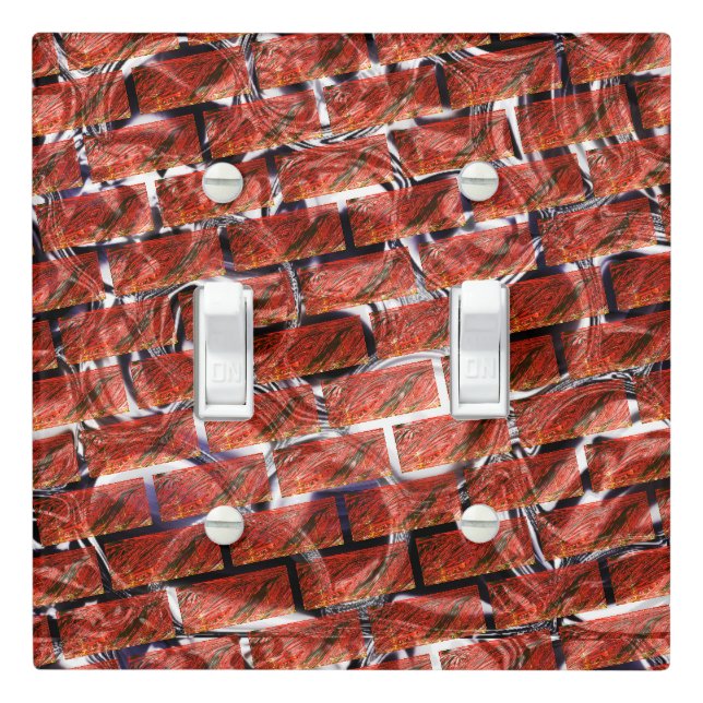 Red, bubbles upon grid or brick effect? Metallic.. Light Switch Cover (In Situ)
