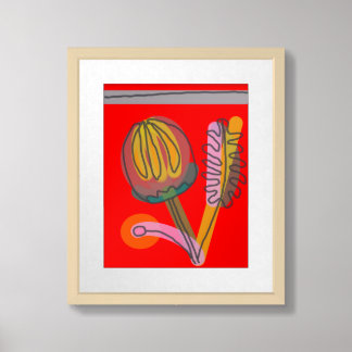Red Bud tropical framed drawing by Kimbobity Art