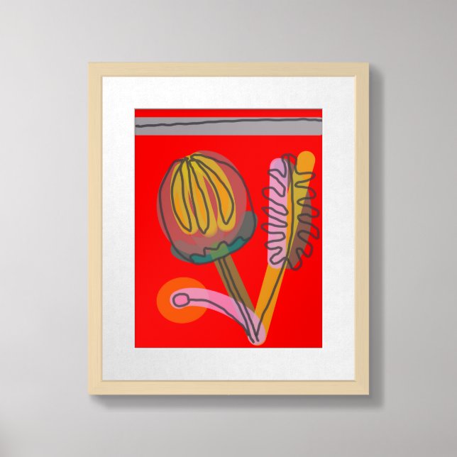 Red Bud tropical framed drawing by Kimbobity Framed Art (Framed Front)