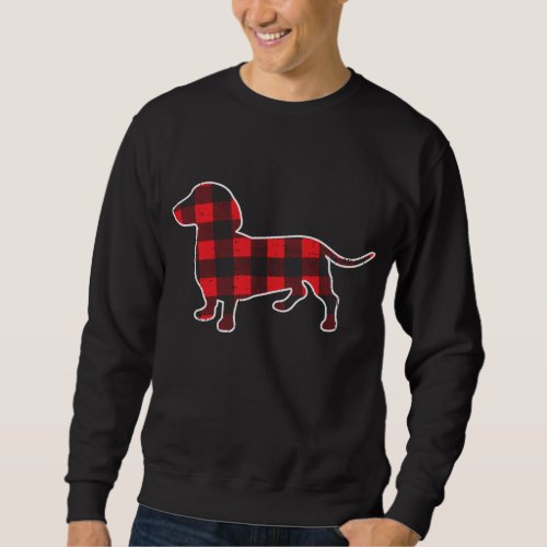 Red Bufallo Plaid Dachshund Dog Xmas Holiday Wiene Sweatshirt