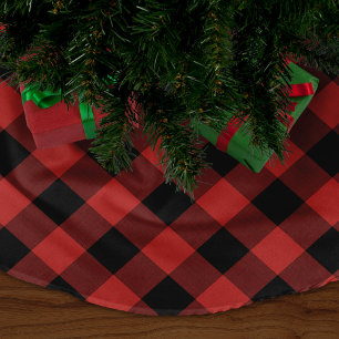Red Buffalo Check   Farmhouse Holiday Brushed Polyester Tree Skirt
