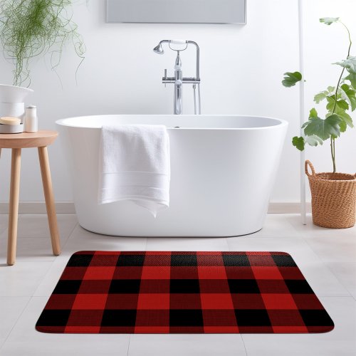 Red Buffalo Check  Farmhouse Holiday Decor Bath Mat