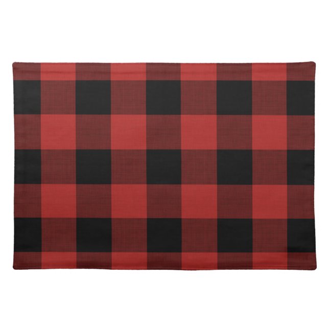 Red Buffalo Check | Farmhouse Holiday Decor Cloth Placemat (Front)