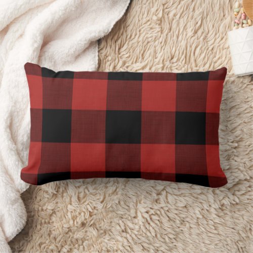 Red Buffalo Check  Farmhouse Holiday Decor Lumbar Pillow
