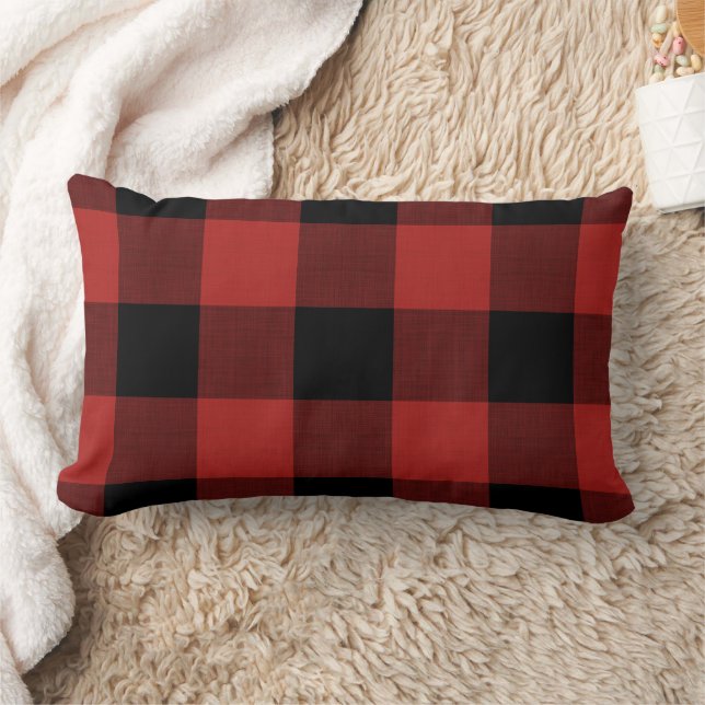 Red Buffalo Check | Farmhouse Holiday Decor Lumbar Pillow (Blanket)