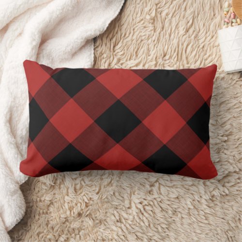 Red Buffalo Check  Farmhouse Holiday Decor Lumbar Pillow