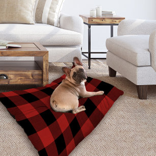 Red Buffalo Check Farmhouse Holiday Decor Pet Bed
