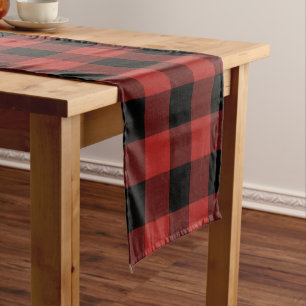 Red Buffalo Check Farmhouse Holiday Decor Short Table Runner