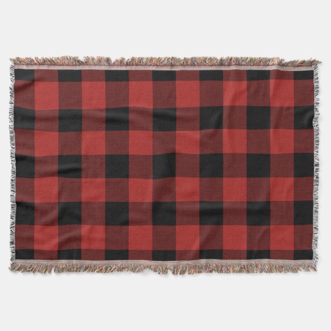 Red Buffalo Check | Farmhouse Holiday Decor Throw Blanket (Front)
