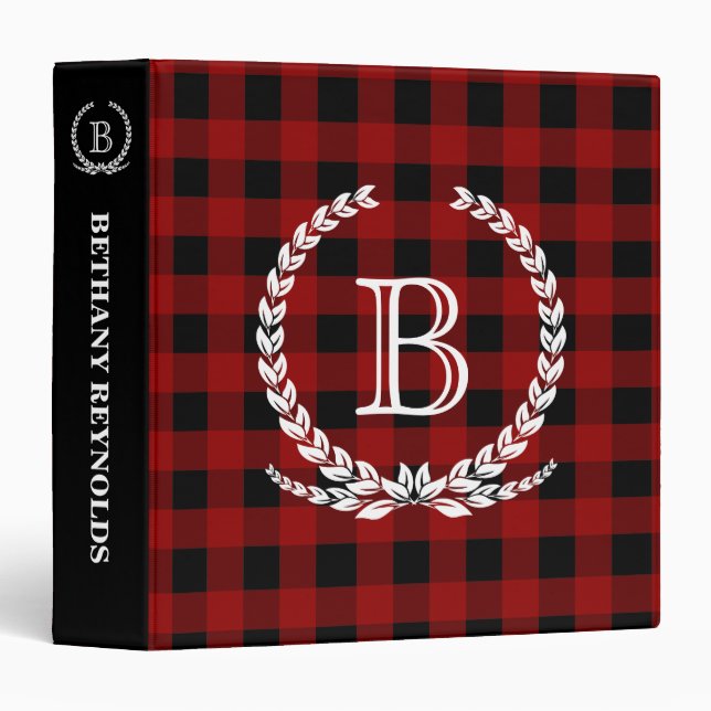Red Buffalo Check Monogram Binder (Front/Spine)