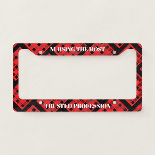 Red Buffalo Check Most Trusted License Plate Frame