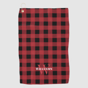 Red Buffalo Check Name & Initial Golf Towel