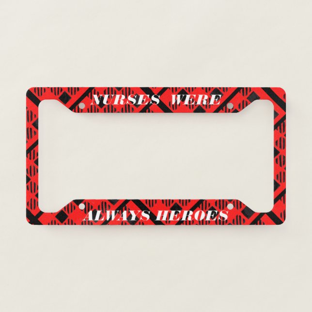 Red Buffalo Check Nurse Heroes License Plate Frame (Front)