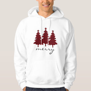 Red Buffalo Check Pine Trees Hoodie