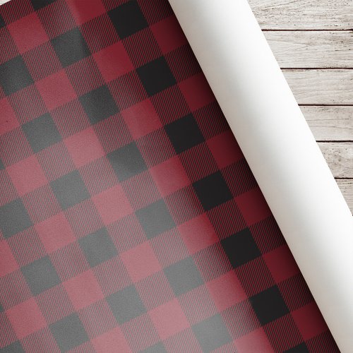 Red Buffalo Check Plaid Christmas Wrapping Paper